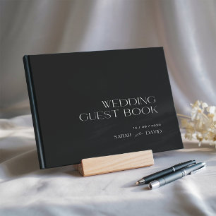 Black Beige Modern Elegant Wedding Foil Guestbook