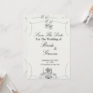 Black & Beige Simple Wedding Invitation