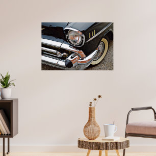Black Bel Air Classic Vintage Car Fender Art Poster