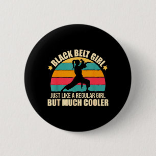 Black Belt Girl Jiu Jitsu Taekwondo Martial Arts 6 Cm Round Badge