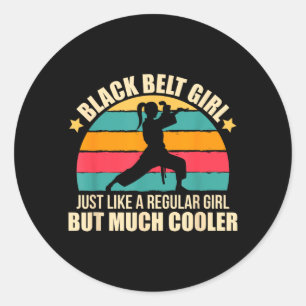 Black Belt Girl Jiu Jitsu Taekwondo Martial Arts Classic Round Sticker