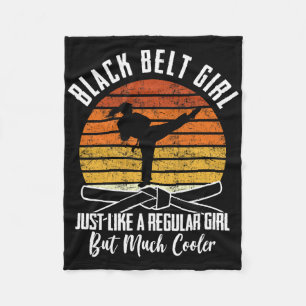 Black Belt Girl Karate Black Belt Promotion Black Fleece Blanket