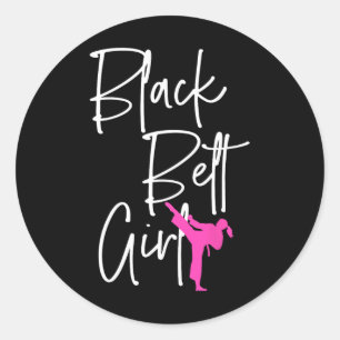 Black Belt Girl Karate Jiu Jitsu Taekwondo Martial Classic Round Sticker