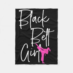 Black Belt Girl Karate Jiu Jitsu Taekwondo Martial Fleece Blanket