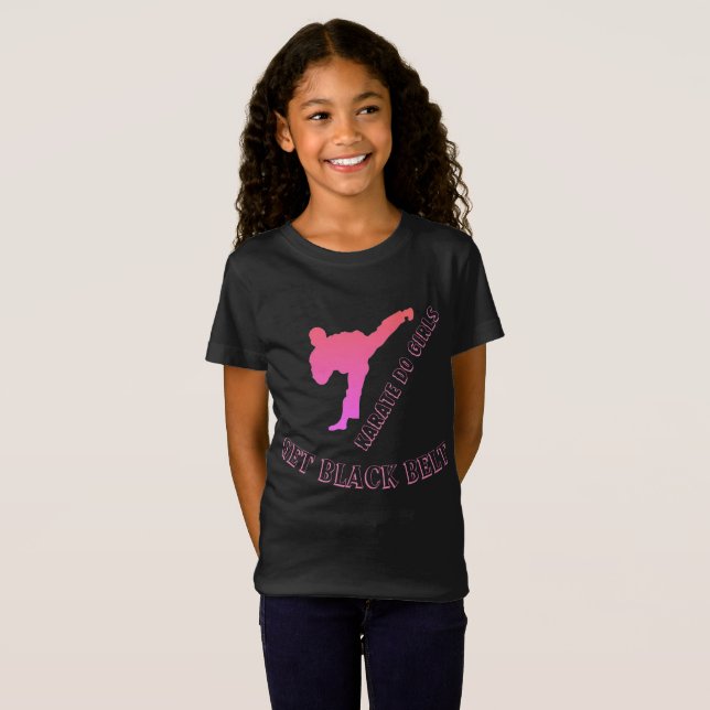 Black Belt Karate Black Rose Modern Trendy Chic T-Shirt (Front Full)