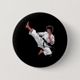 Black Belt Karate Fighter  6 Cm Round Badge