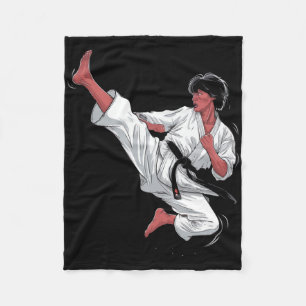 Black Belt Karate Fighter  Fleece Blanket
