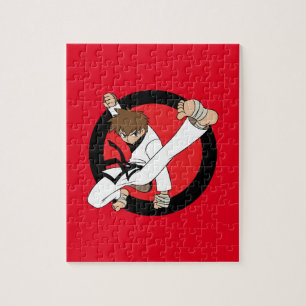 Black Belt Karate / Ninja Brunette Boy Jigsaw Puzzle