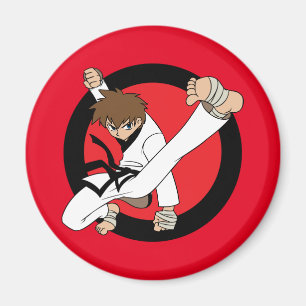 Black Belt Karate / Ninja Brunette Boy Magnet