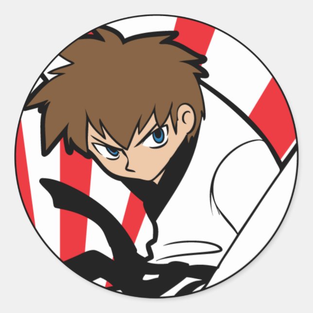 Black Belt Karate / Ninja Brunette Boy Sticker (Front)