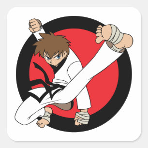 Black Belt Karate / Ninja Brunette Boy Sticker