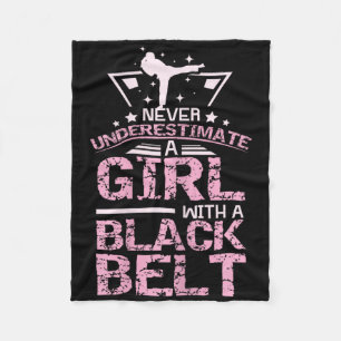 Black Belt Karate Taekwondo Girl  Fleece Blanket