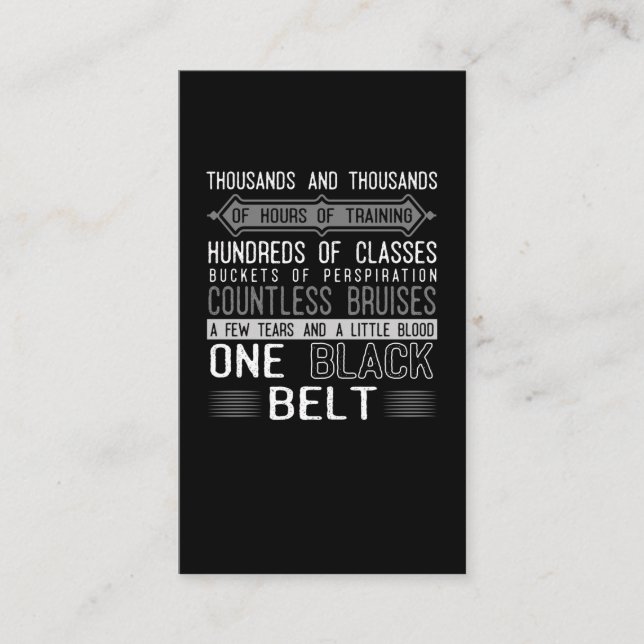 Black Belt Karate Taekwondo Jiu Jitsu Motivation Business Card (Front)