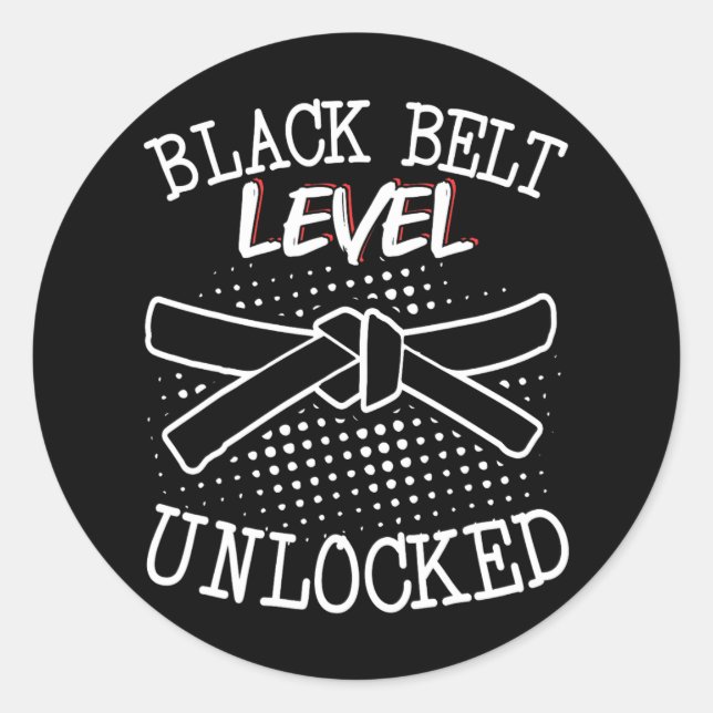 Black Belt Level Unlocked 4  Classic Round Sticker (Front)
