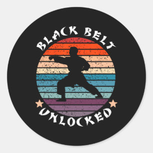 Black Belt Level Unlocked Achievement Karate Keep  Classic Round Sticker