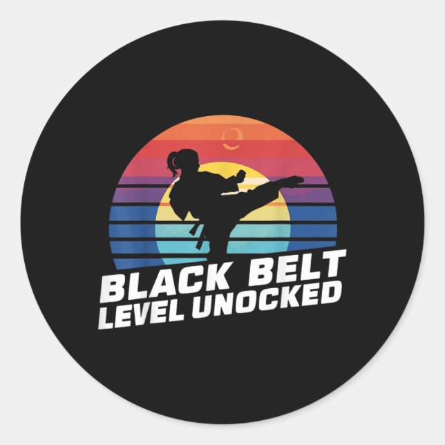 Black Belt Level Unlocked Classic Round Sticker (Front)