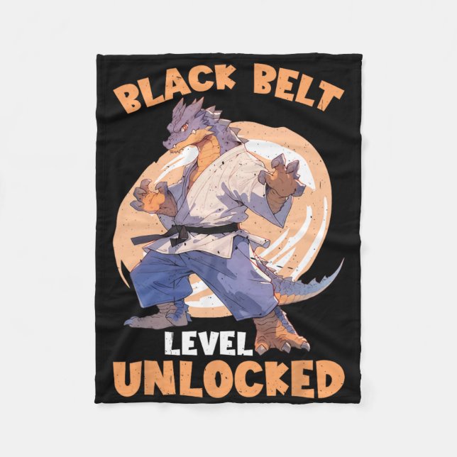 Black Belt Level Unlocked  Fleece Blanket (Front)