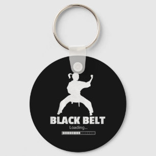 Black Belt Loading Karate Ttee Premium Tri-Blend Key Ring
