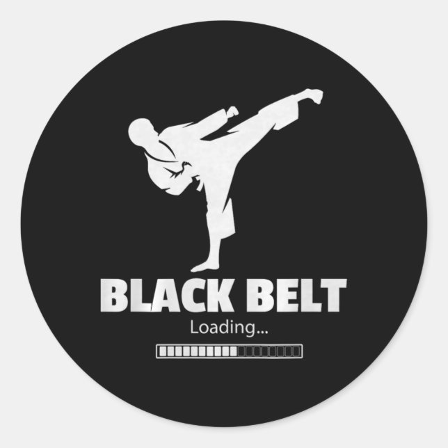 Black Belt Loading Kick Martial Arts Karate Classic Round Sticker (Front)