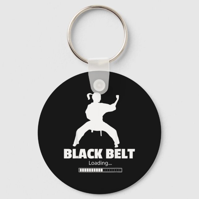 Black Belt Loading Taekwondo Key Ring (Front)