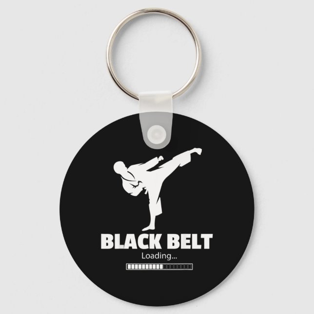 Black Belt Loading Taekwondo Martial Arts Training Key Ring (Front)