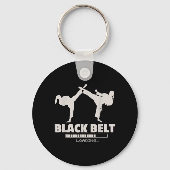 Black Belt Loading Taekwondo Martial Arts Training Key Ring (Front)