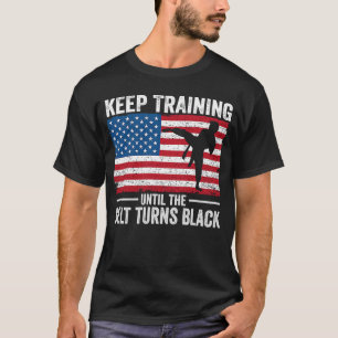 Black Belt Martial Art Training Karate Men US FLag T-Shirt