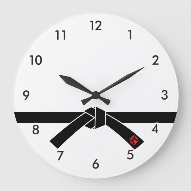 Black Belt, Martial Arts 黒帯, 武道 Large Clock (Front)