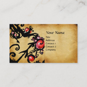 BLACK BERRIES SWIRLS parchment Business Card