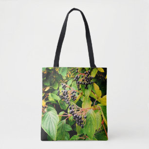 Black berries tote bag