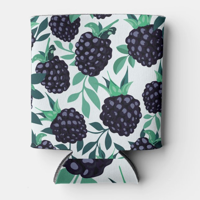 Black Berry Tropical: Fruit Seamless Pattern Can Cooler (Front)