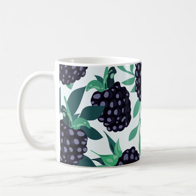Black Berry Tropical: Fruit Seamless Pattern Coffee Mug (Left)