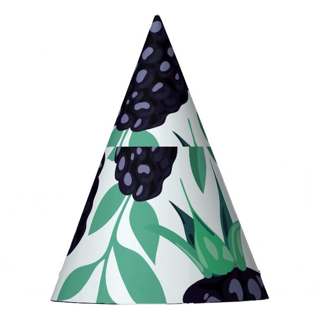 Black Berry Tropical: Fruit Seamless Pattern Party Hat (Front)