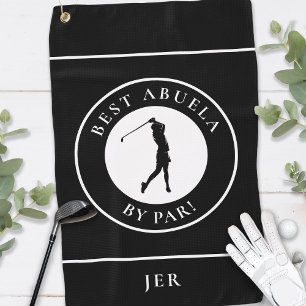 Black Best Abuela Grandma Golfer Monogram Sports Golf Towel
