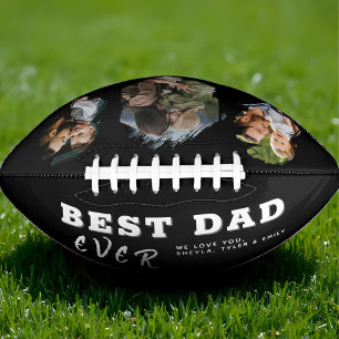 Black Best Dad 3 Photo Collage Father`s Day  Football
