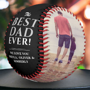 Black Best Dad Ever Father`s Day 2 Photo Collage Softball