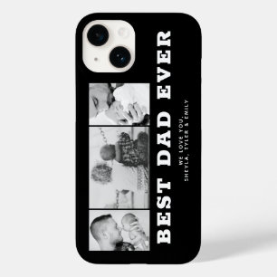 Black Best Dad Ever Father`s Day 3 Photo Collage Case-Mate iPhone 14 Case