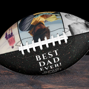 Black Best Dad Ever Father`s Day 3 Photo Collage Football