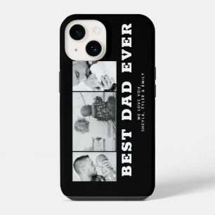 Black Best Dad Ever Father`s Day 3 Photo Collage iPhone 14 Case
