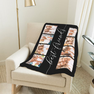 Black Best Friends Photo Collage Fleece Blanket