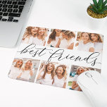 Black | Best Friends Photo Collage Mouse Pad<br><div class="desc">Celebrate friendship with your besties with this cool photo collage mousepad featuring 6 favourite photos,  with “best friends” in the centre in black hand lettered calligraphy script lettering.</div>