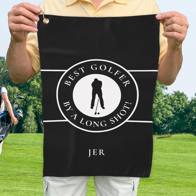 Black Best Golfer By A Long Shot Mens Sports Pro  Golf Towel (Creator Uploaded)