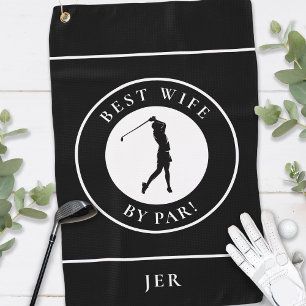 Black Best Wife By Par Golfer Wife Monogram Sport Golf Towel