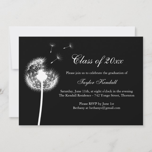 Black Best Wishes Graduation Invitation (Front)