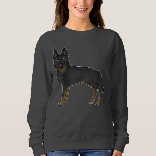 Black Bi-Colour German Shepherd Cute Cartoon Dog Sweatshirt (Front)