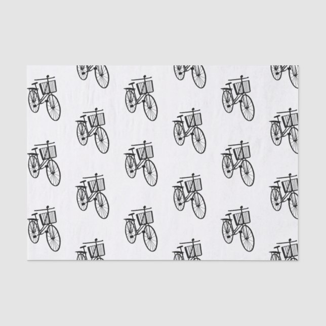 Black Bicycle Silhouette Tissue Paper (Front)