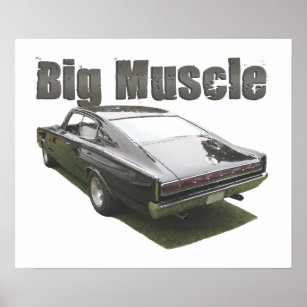Black "Big Muscle" 1967 Dodge Charger poster