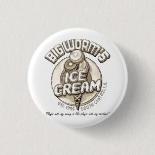 Black big worm 3 cm round badge