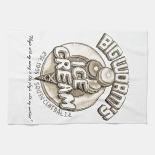 Black big worm tea towel