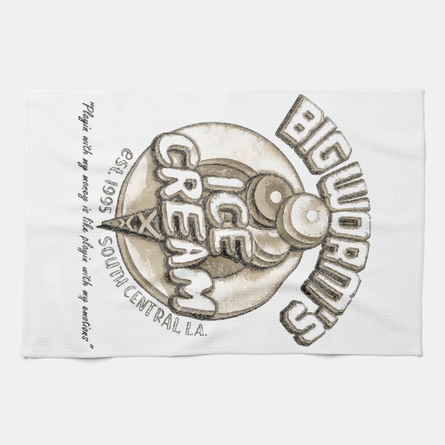 Black big worm  tea towel (Horizontal)